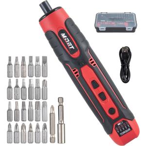 3.6V Cordless Impact Screwdriver Gun, 1.5Ah Lithium Battery, 1/4" Chuck, 3-10 N.m Torque, 300RPM, Includes Magnetic Bits & Case  Electrician Tools Set (Red)