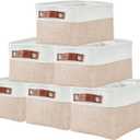 DECOMOMO Small Storage Basket, Closet Storage Bins, Baskets for Organizing Shelves (Beige & White, Small - 6 Pack)