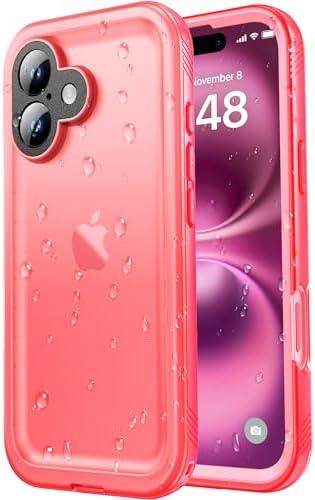 SPORTLINK for iPhone 16 Case Waterproof - Shockproof Dustproof Case with Built-in Clear Screen Protector, Full Body Heavy Duty Sealed Protective Cover for iPhone 16 case 6.1" Pink