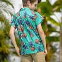 westwolf Little Big Boys Hawaiian Shirts Button Down Short Sleeve Tops Hawaiian Shirt for Kids 3-14T (5-6 Years, 01 Green Pineapple)