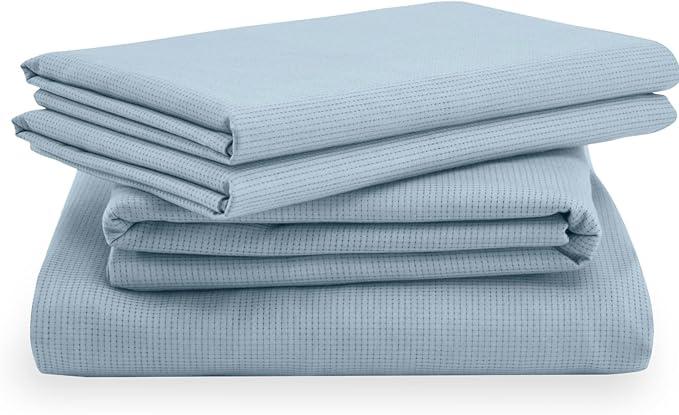 StayTight King Sheets Set 4 Piece Cooling Bed Sheets with 2 Envelope Pillowcases Soft Microfiber Deep Pocket Hypoallergenic Washable Bedding Set for Guest or Master Bedroom by Casual Living, King, Light Blue