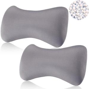 Thyle 2 Pack Bead Neck Pillow Small Bone Shape Neck Support Cushion for Bed Sofa Travel Soft Pillow for Home Sleeping Headrest and Lumbar Support(Grey)