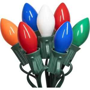 PASUTO C9 Multicolor Christmas Lights - Waterproof Outdoor and Indoor Christmas Tree Lights UL Certified with 25 Lights with 1 Extra Bulb, E17 Base, Green Wire for Christmas Decoration