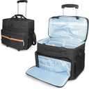 ORKELS Rolling Teacher Bag with Detachable Trolley, Wheeled Teacher Tote for 17.3'' Laptop, Books & Supplies, Spacious & Durable with Easy Maneuverability (Black+Brown)