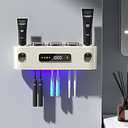 Rechargeable Toothbrush Holders for Bathrooms,Toothbrush Holder Wall Mounted with 3 Cups,Automatic Toothpaste Dispenser Bathroom Accessories Set (White)