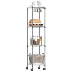 IZEUK 4 Tier Steel Storage Shelves, Adjustable Wire Shelving Unit for Kitchen, Bathroom, or Office Organization, Heavy Duty Metal Rack, 11.8" D x 11.8" W x 48.1" H, Chrome