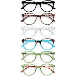 GIBLOGO Reading Glasses for Women/Men Eye Glasses Blue Light Reading Glasses Cheaters Eyeglasses (Black +Tortoise + 2 Green + Blue + Clear), 1.0x