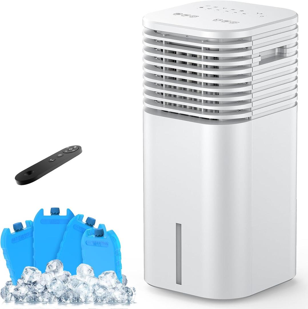 FLOWBREEZE 24" Windowless Portable Air Conditioner, 15H Timer & 120°Oscillation, 3-IN-1 Portable AC Unit w/Remote, 2Gal Tank, 3 Modes & Speeds, Ultra-Quiet Ventless Swamp Cooler for Home Office, White