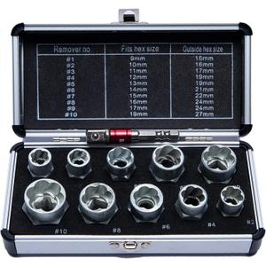 Impact Bolt & Nut Remover Set,11Pcs Bolt Extractor Socket Tools Kit with Hex Drill Socket Adapter Set for Removing Damaged, Dead, Rusted, Rounded-Off Bolts, Nuts & Screws