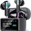 AI Translation Earbuds Real Time, 164 Languages Translator Earbuds with 7 Translation Modes, 3-in-1 Simultaneous Interpretation Headphones with Touch Screen & APP, 48H Translatior Earbuds Black