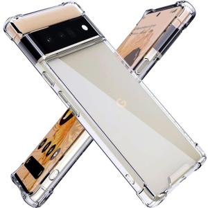 KIOMY Case for Google Pixel 6 Pro, Airbag Corners Shockproof Bumper Protective Phone Cover, Hybrid Design Hard PC Back with Flexible TPU Frame, Clear See Through