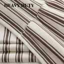 Farmhouse Shower Curtain with Ruffle Hem Linen Shower Curtains for Bathroom Country Vintage Rustic Natural Fabric, Cream-Brown Stripe 72" W x 72" L
