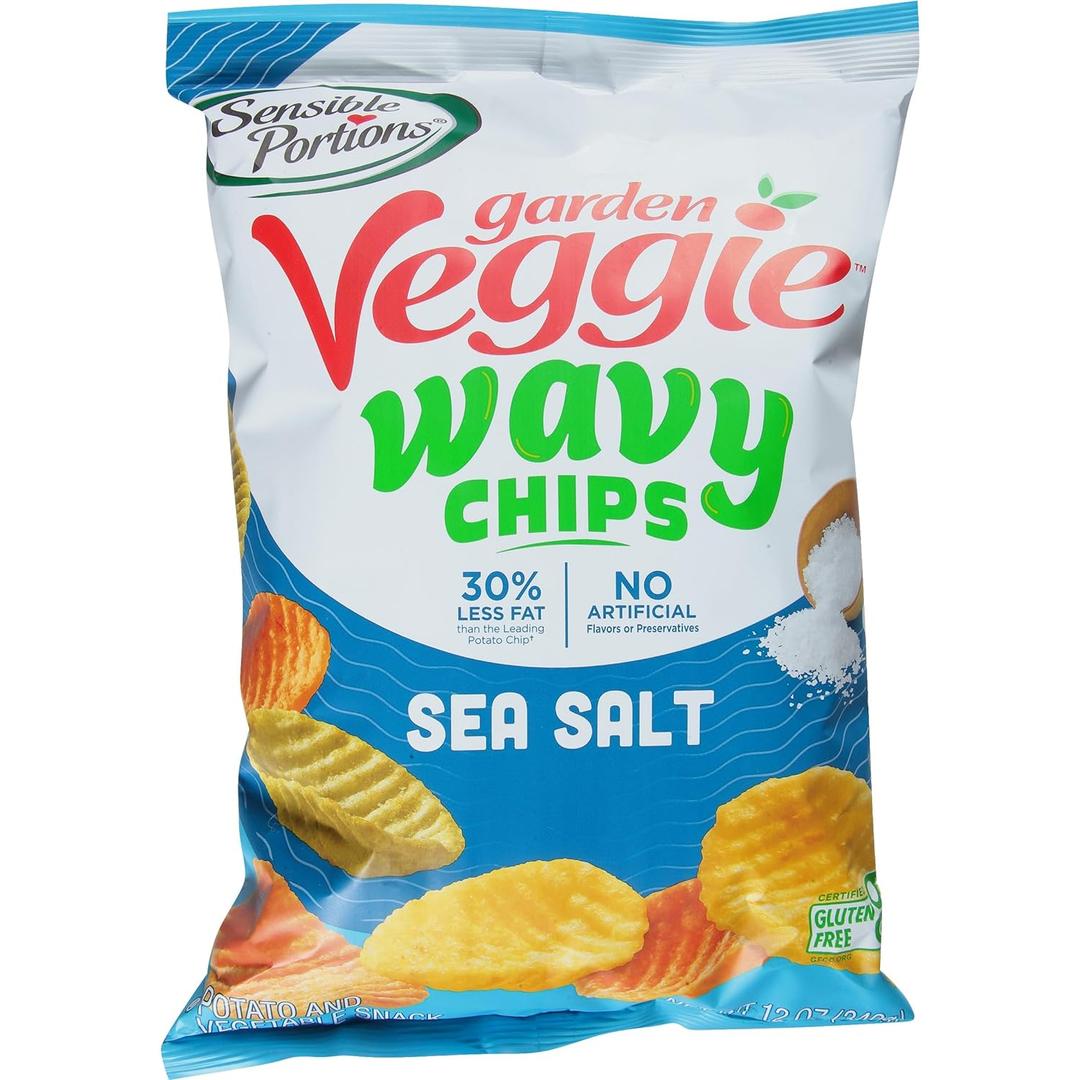 Sensible Portions Garden Veggie Sea Salt Wavy Chips, 12 oz (Pack of 8) (BBD NOV 08, 2025)