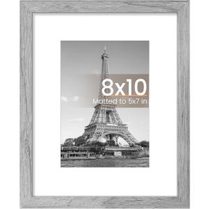upsimples 8x10 Picture Frame, Display Pictures 5x7 with Mat or 8 x 10 Without, Wall Hanging Photo Frames, Gray, 1 Pack
