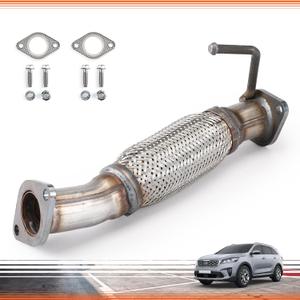 Exhaust Front Flex Pipe with Bolts & Gaskets Kit for 2014-2015 Kia Sorento Lx 2.4L L4Gas, 2013-2016 Hyundai Santa Fe Sport Base 2.4L - Replaces OEM 286102W300 (VK-52598)