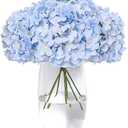 Tifuly Hydrangea Artificial Flowers -30 pcs Realistic Fake Hydrangea Silk Flowers with Stems Faux Hydrangea Flowers Heads for Office Home Party Wedding Centerpiece DIY Floral Decor(Sky Blue)