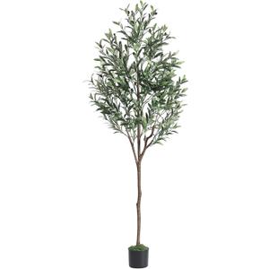 Alupssuc 6ft Olive Tree Artificial Indoor, Fake Tree Potted with Lifelike Fruits and Realistic Leaves, Faux Plants for Modern Home Office Living Room Decor