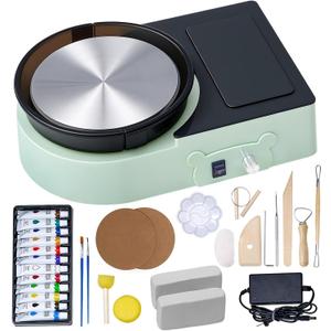 VEVOR Pottery Wheel for Kids and Adults - Complete Pottery Kit with 6" Turntable Clay Art Supplies Sculpting Tools, Mini Clay Making Pottery Wheel with Storage Design, Crafts Christmas Gifts, Green
