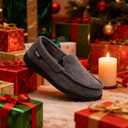 ULTRAIDEAS Men's Moc-Toe Slippers Loafer House Shoes Indoor Outdoor Memory Foam with Breathable&Warm Knit Upper (Gray)