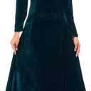 Urban CoCo Women's Elegant Long Sleeve Ruched Velvet Stretchy Long Dress (Large)
