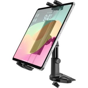Car Tablet Holder CD Slot, Adjustable Arm CD Player Tablet Mount, 360 Rotation Vehicle CD Insert Clamp for iPad Pro 13 12.9 Mini Air, Galaxy Tab/Z Fold/Z Flip, iPhone, More 4-13" Devices