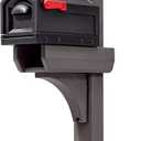 Step2 Lakewood Mailbox & Post, Weather Resistant, Large Outdoor Mailboxes, Made of Durable Plastic, Easy to Install, Flag Included, Black/Brown (Standard (T2))