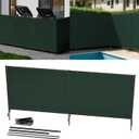 5' x 12' Green Outdoor Privacy Screen Freestanding 240 GSM Privacy Fence Panels for Outside, Pool Fences with Poles, Backyard Temporary Fencing, Privacy Wall Ground Pole Fence