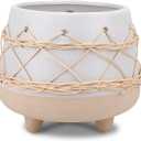 Chonsun Ceramic Planter 8 Inch Plant Pots Indoor Outdoor Planter with Drainage Hole Flower Pots Plant Pot Ceramic Mid-Century (Beige Brown)