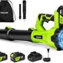 Leaf Blower Cordless,Electric Leaf Blower with 2 4.0Ah Battery Powered and Fast Charger, Cordless Blowers for Lawn Care and Car Dust Snow Blower,6 Speed Control (Green)