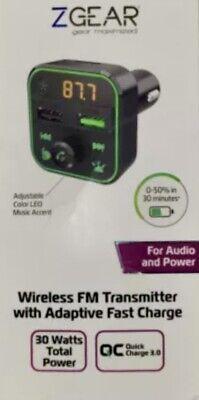 ZGear Set Wireless FM Transmitter With Adaptive Fast Charge And 6 Foot Sync Charge Cable 2 Pack