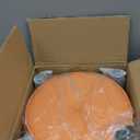 13in Small Foot Stool Ottoman, Round Faux Leather Foot Rest for Couch, Under Desk Pouf Footstool Footrest with Non-Skid Rubber Legs for Ling Room, Bedroom, 13''L x 13''W x 10.2''H, Orange