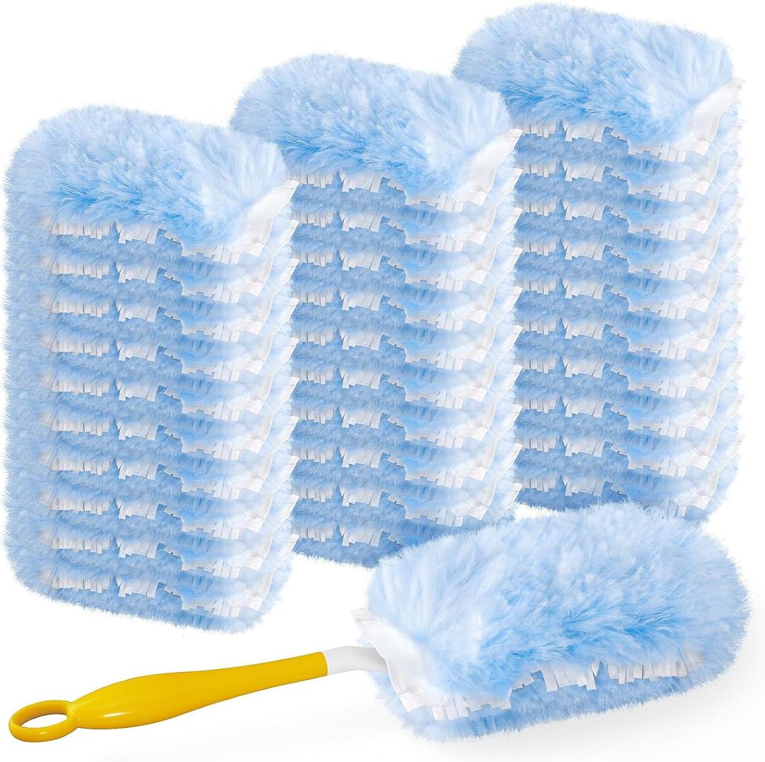 Duster Refill for Swiffer Duster, 30 Count Heavy Duty 2 Side 360 Duster Refills with 1 Handle, 4X Microfibers, Disposable Multi Surface Dusters for Cleaning