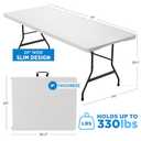 Sorfey Narrow Folding Table 6 Foot X 24-inch, White Plastic