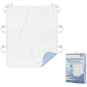 Washable Bed Pads with 6 Sturdy Handles 3436 Extra Large Reusable Underpads 4-Layers Leakproof Chucks Pads Washable for Incontinence (Blue,1 Pack)
