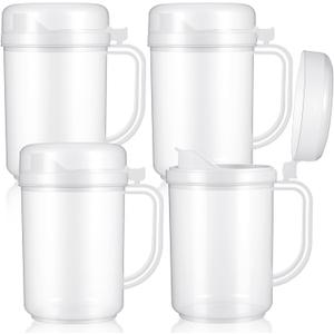 4 Pack Easy Pour Mini Pitchers 22oz with Lid, BPA-Free Plastic Pitcher for Milk, Water & Juice  Ideal for Early Learning & Home