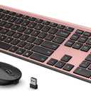 Wireless Keyboard and Mouse, Vssoplor Silent Full-Size Rechargeable Keyboard and Mouse Combo Set Ultra Slim Design for PC, Laptop, Desktop-Black and Rose Gold