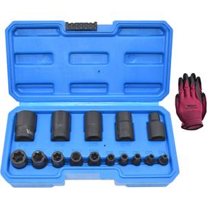 15Pcs Torx Plus Socket Set, External Torx Plus Socket Set, 6 Point EP Socket EP4 - EP24 With 1/2'' 3/8'' 1/4'' Dr, Replacement for E-TORX, Works with Most Cars and Tesla