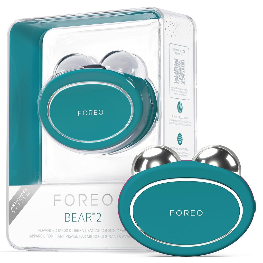 FOREO Bear 2 Advanced Lifting Toning Microcurrent Facial Device -Face Sculpting Tool - Firm & Contour - Non-Invasive - Increases Skin Care Absorption - Evergreen FOREO Bear 2 Advanced Lifting Toning Microcurrent Facial Device -Face Sculpting Tool - Firm & Contour - Non-Invasive - Increases Skin Care Absorption - Evergreen
