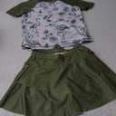 Girls Rash Guard Swimsuit 2 Piece Short Sleeve Bathing Suit Size 6-11 (8-9 Years, Green-01)