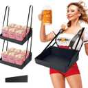 Halloween Popcorn Snack Trays,4x15x11.2 In Concession Carrier with Strap,Stadium Snack & Vending Tray,Hawker,20's Theme Costume Accessory,Usherette Movie & Popcorn Vendor Trays with Neck Strap (2 Pcs)