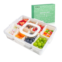 Snackle Box Container, Dishwasher Safety - Divided Serving Tray with Lid and Handle, Charcuterie Board for Portable Snack Platters - Clear Organizer for Fruits Snacks,Perfect for Road Travel