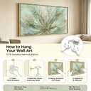 3D Framed Sage Green Gold Abstract Flower Wall Art, Textured Floral Canvas Print Poster, Luxury Decor for Living Room Bedroom, Contemporary Neutral Home Decoration, 32"L x 16"W