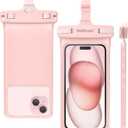wellhouse Waterproof Phone Pouch, Waterproof Phone Case for iPhone 16 15 14 13 12 Pro Max XS Samsung, IPX8 3D Cellphone Dry Bag Beach Essentials (1 Pack - Pink7.0, 7 inch)