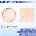 2 x Gold Dot Paper Plates and Napkins Party Supplies,Serves 25 Guests Plates and Napkins,Disposable Paper Tableware Set for Birthday Wedding Bridal Shower Baby Shower Decorations (Pink Gold)