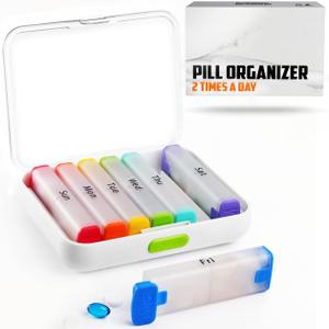 BEXEEN Weekly Pill Organizer 2 Times a Day - Pill Box 7 Day Am Pm - Travel Medicine Organizer Twice Daily Vitamin Holder Portable Supplement Case Week Morning Night Med Dispenser Detachable Container