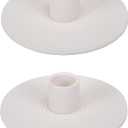 Elanze Designs Ribbed Ceramic Taper Candle Holders, Mantle Decorations, Dining Table Centerpiece, Artisan, Candlestick Holder for Tapered Candles, Pack of 2, White