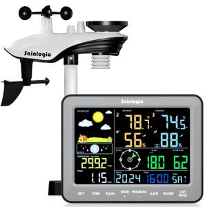 Sainlogic SA68 Weather Station 12-in-1 Weather Station Wireless Indoor Outdoor and Rain Gauge for Temperature, Humidity, Gray (No WiFi)