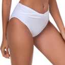 Ocean Blues Women's Twist Bikini Bottom Ruched Bathing Suit Bottom Mid Rise Swim Bottom (White)
