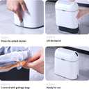 ELPHECO Bathroom Trash Can, 2.5 Gallon Motion Sensor Waterproof Trash Bin with Butterfly lid, Bathroom Decor Waste Basket Garbage Bin for Bedroom Kitchen and Office use, White with Grey Button