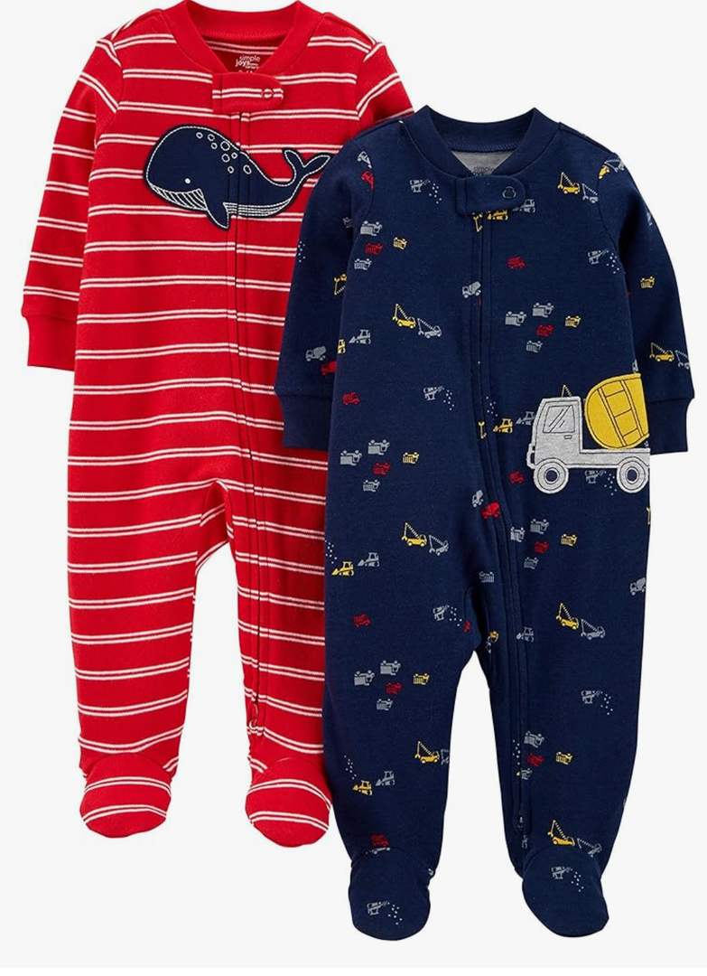 Simple Joys by Carter's Baby Boys' 2-Way Zip Thermal Footed Sleep and Play, Pack of 2 size 3-6M